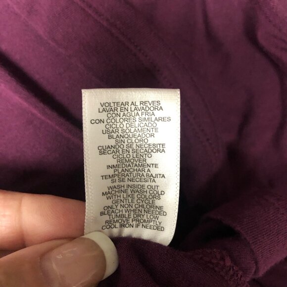 Daisy Fuentes Tunic Womens Size XL Purple Gathered Side Cap Sleeves Top - Picture 8 of 9